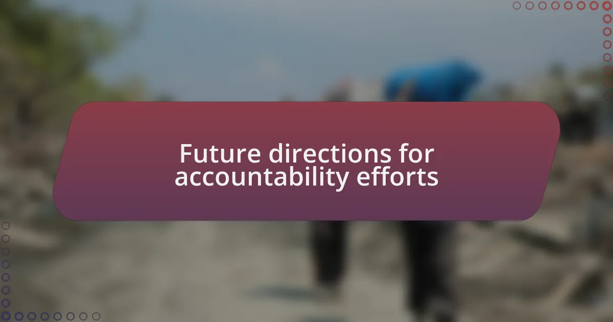 Future directions for accountability efforts