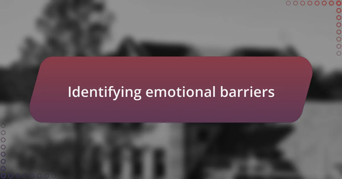 Identifying emotional barriers