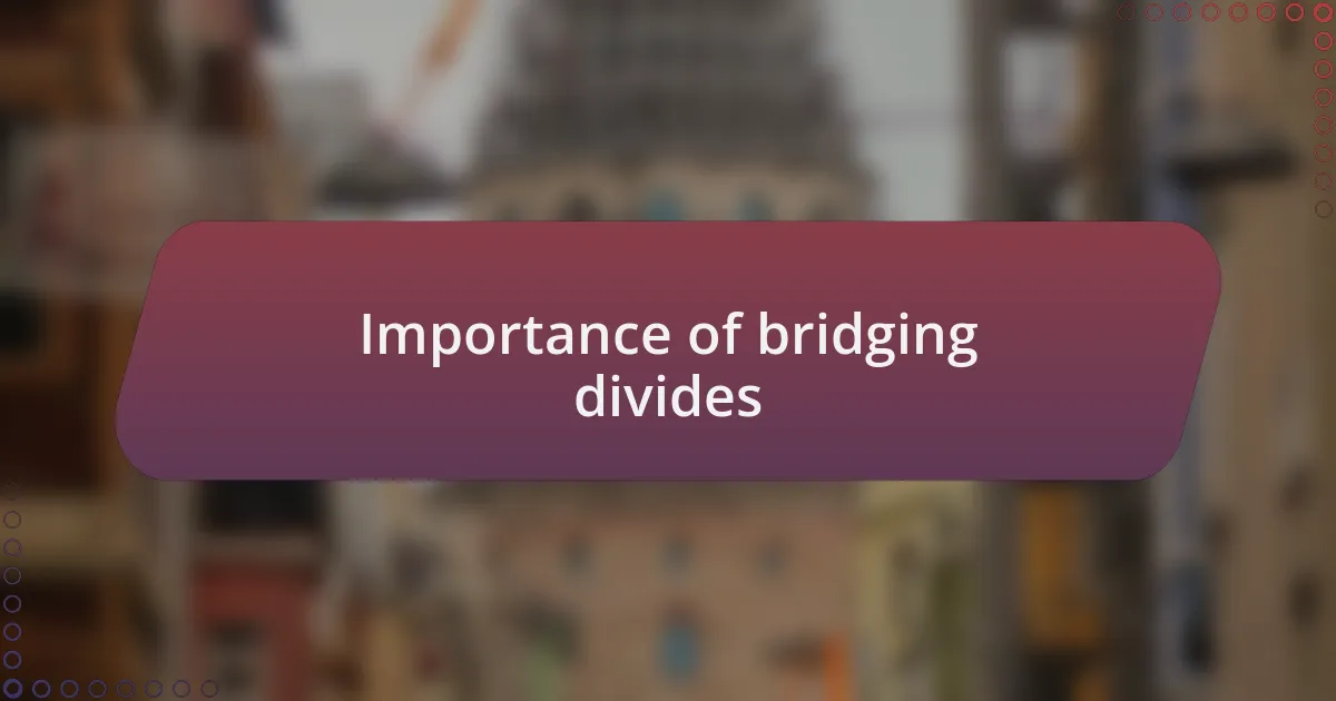 Importance of bridging divides