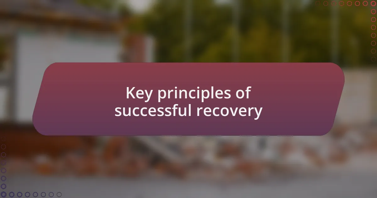 Key principles of successful recovery