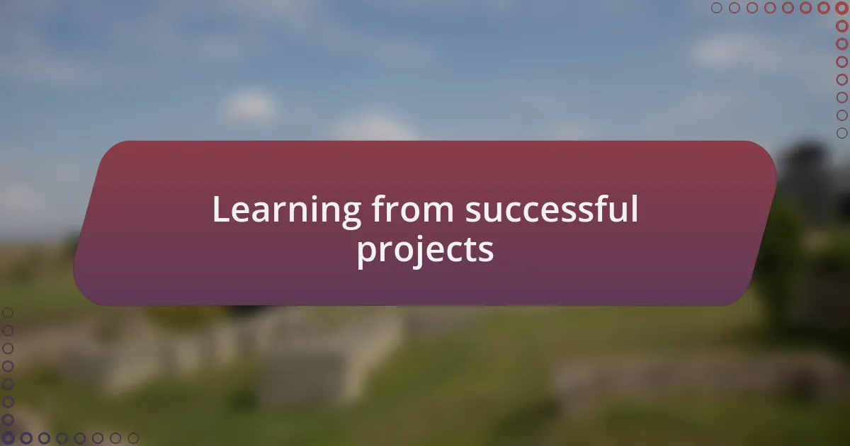 Learning from successful projects