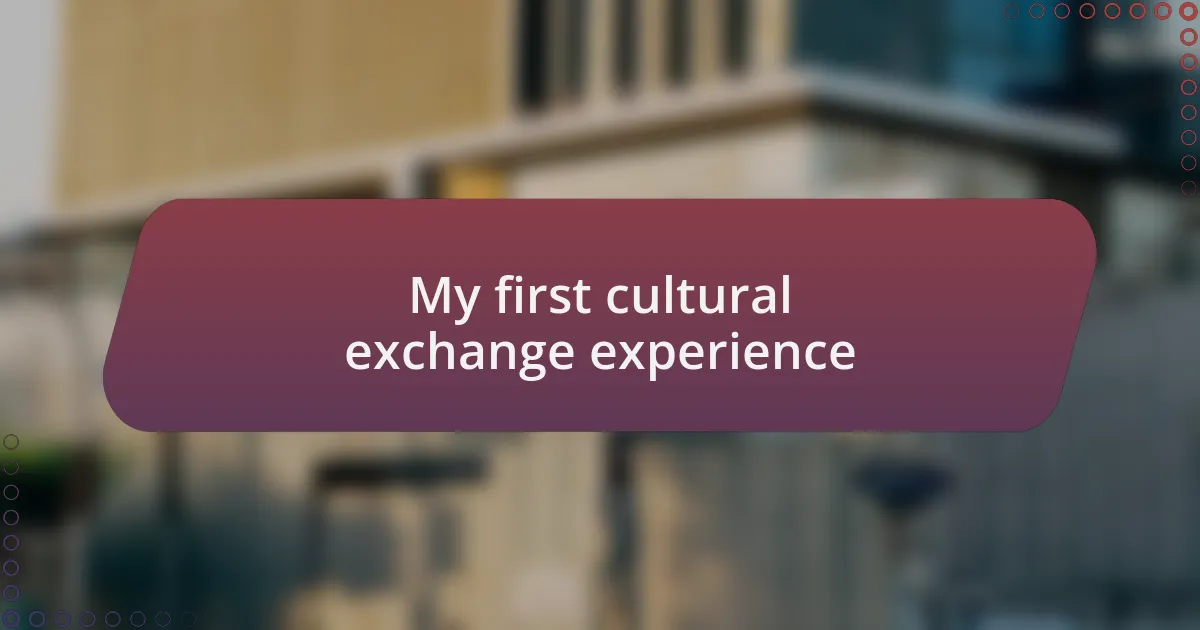 My first cultural exchange experience