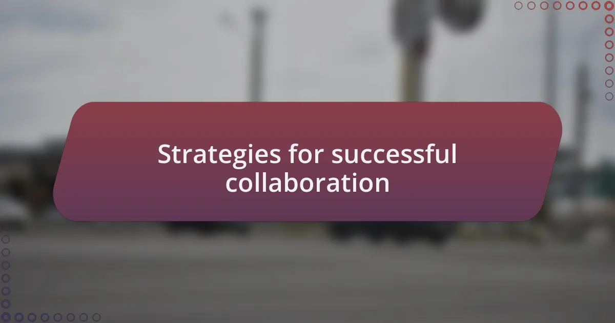 Strategies for successful collaboration