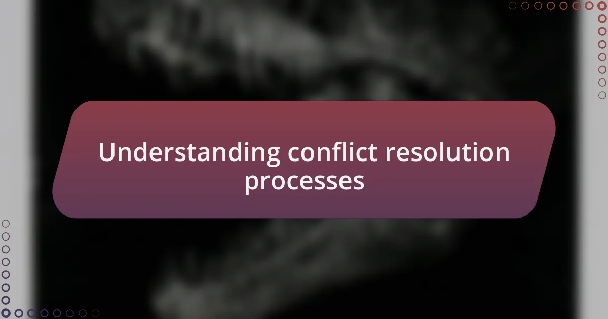 Understanding conflict resolution processes